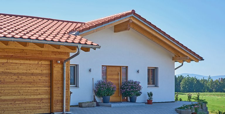 Kundenhaus HECHTER - Ansicht Eingangsbereich Copyright: Sonnleitner Holzhausbau