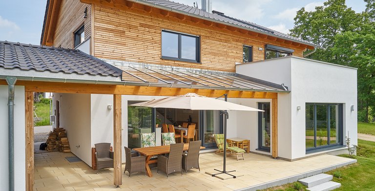 Kundenhaus SCHÖNBERG - Ansicht Terrasse Copyright: Sonnleitner Holzbauwerke