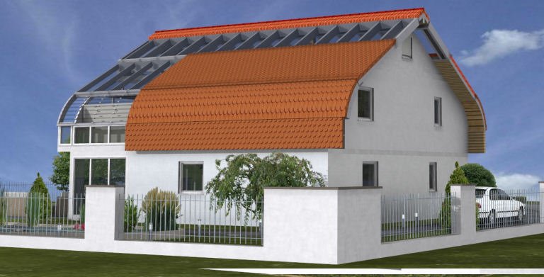 Planungsbeispiel Einfamilienhaus Bogenhaus 159SB20 - Nordansicht Copyright: Bio-Solar-Haus