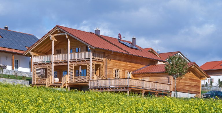 Kundenhaus SONNENHANG - Ansicht Terrassenseite Copyright: Sonnleitner Holzbauwerke