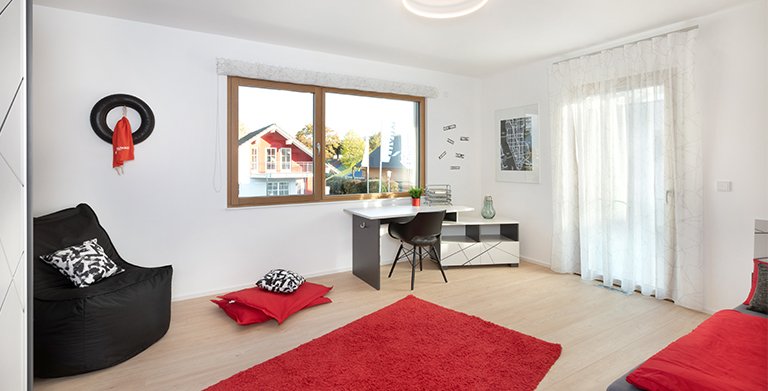 Zwei gleichgroße und helle Kinderzimmer bieten auch Jugendlichen ausreichend Platz zur freien Entfaltung Copyright: TALBAU-Haus GmbH