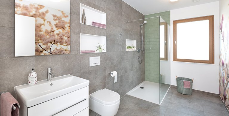Praktisches Gäste-Badezimmer im Erdgeschoss Copyright: TALBAU-Haus GmbH