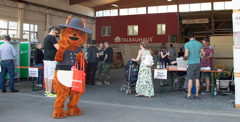 TALBAU-Haus Maskottchen Paule am Tag des deutschen Fertigbaus Copyright: TALBAU-Haus GmbH