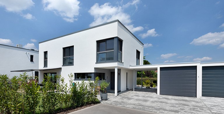 Bauhaus mit Flachdach, Keller und vier Schlafzimmern Copyright: TALBAU-Haus GmbH